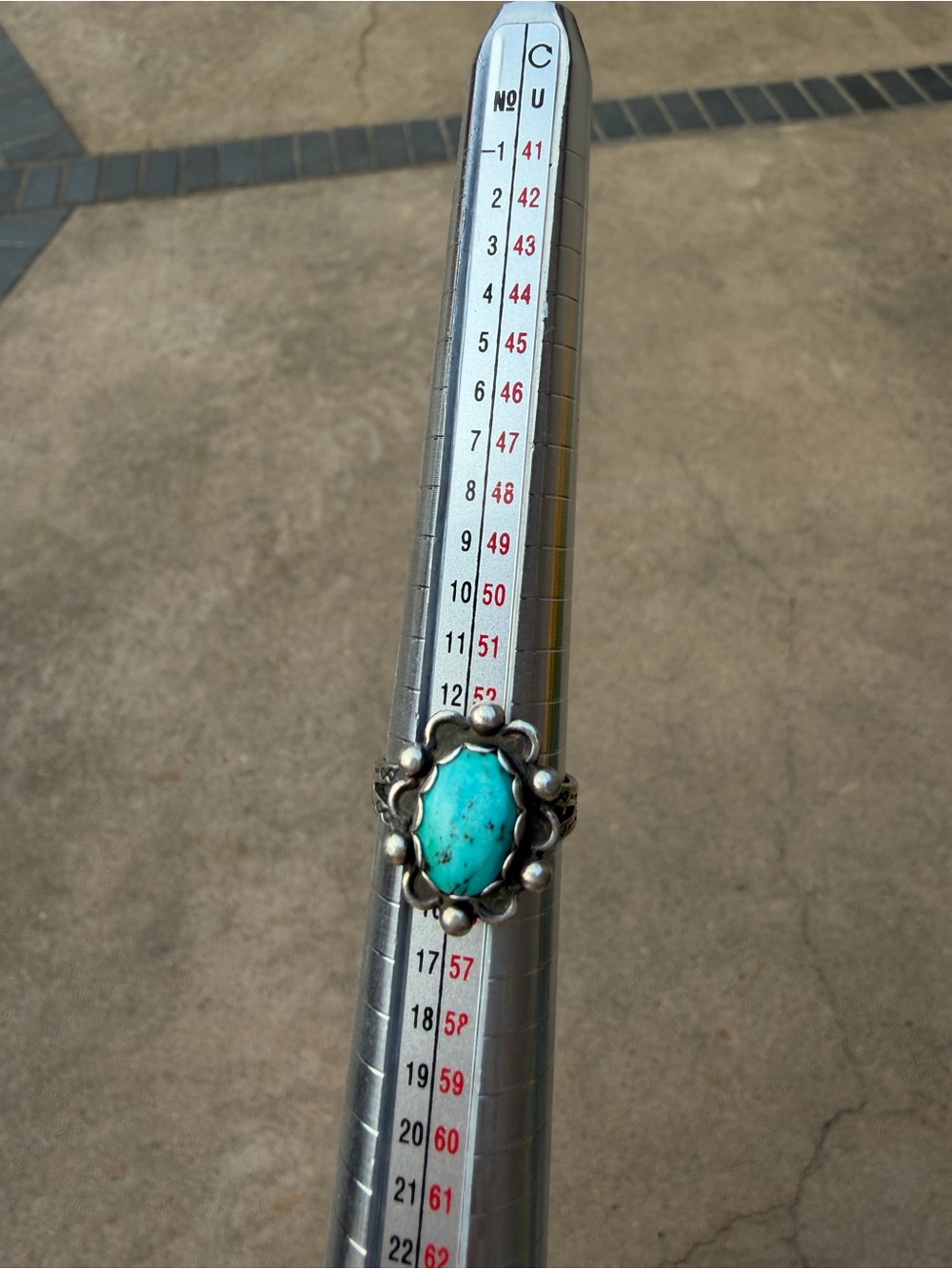 Vintage 925 Ring with Turquoise Oval Center - Blue Green - Size 7 - Picture 7 of 7